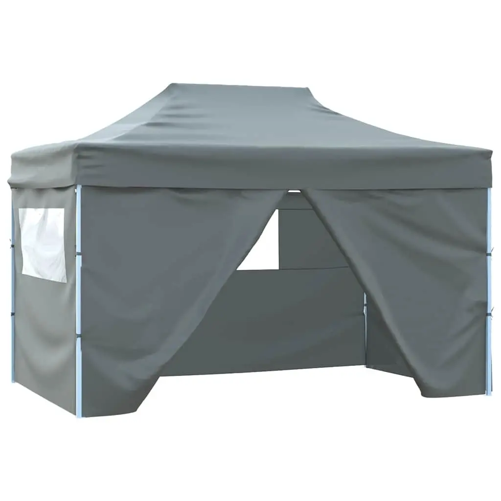Pop-Up Tent Outdoor Canopy 3x4.5m with 4 Side Walls Anthracite