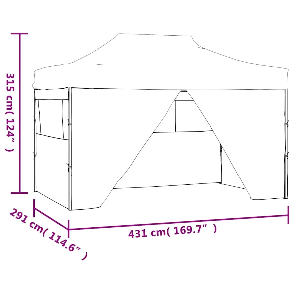 Pop-Up Tent Outdoor Canopy 3x4.5m with 4 Side Walls Anthracite