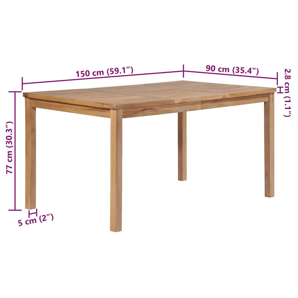 Outdoor Dining Table 150x90x77 cm Solid Teak Wood Garden Patio Furniture