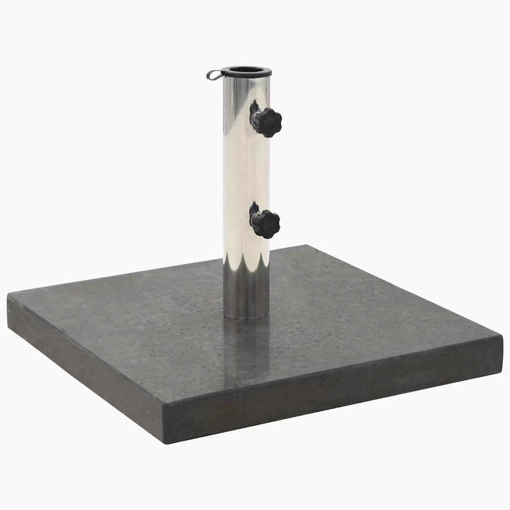 Square Black Granite Parasol Base Outdoor Umbrella Stand with Stainless Steel Tube for Stability and Support