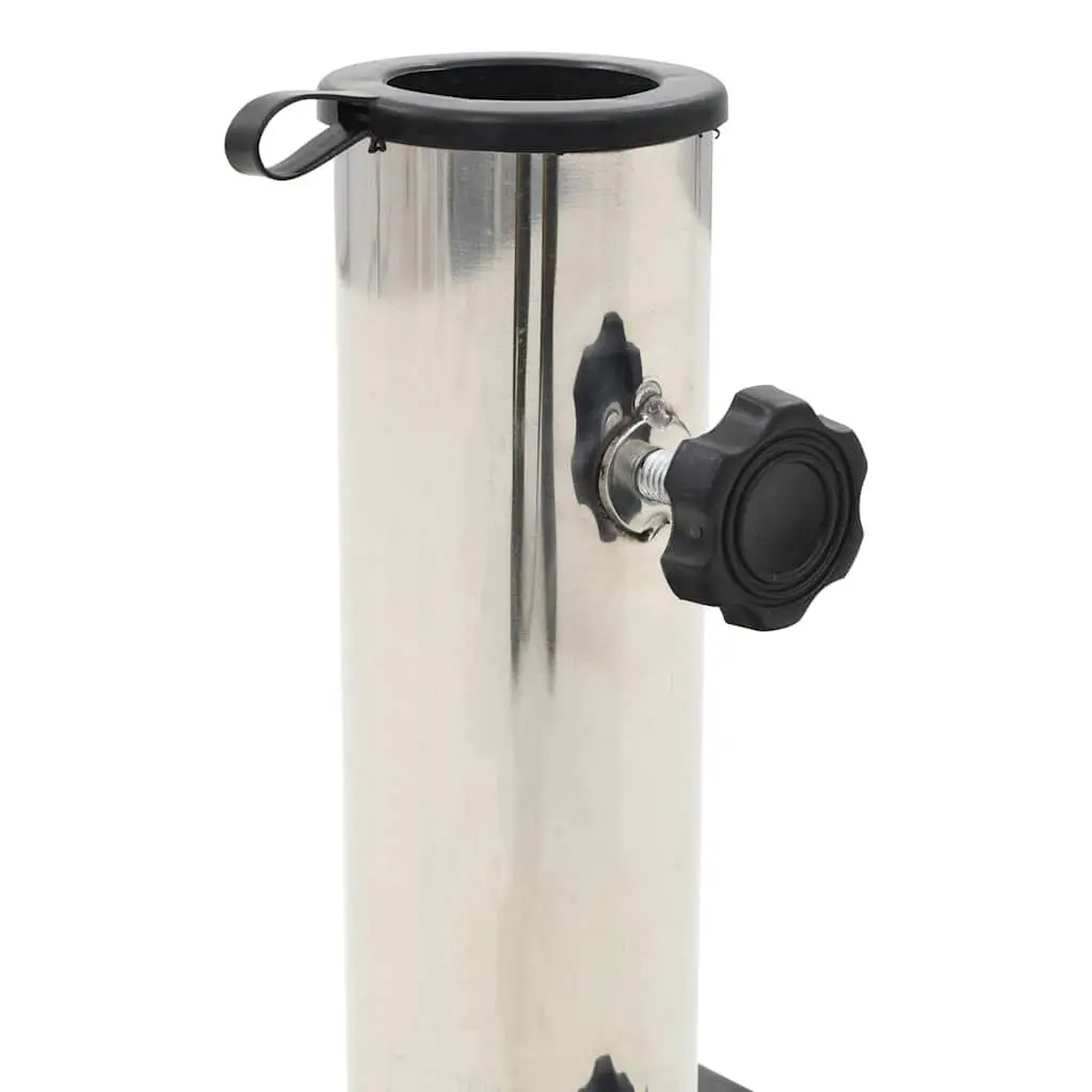 Square Black Granite Parasol Base Outdoor Umbrella Stand with Stainless Steel Tube for Stability and Support