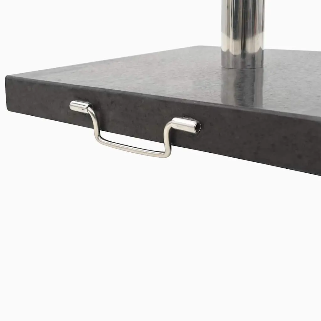 Square Black Granite Parasol Base Outdoor Umbrella Stand with Stainless Steel Tube for Stability and Support