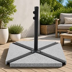 Umbrella Weight Plate Triangular Grey Granite Base Outdoor Parasol Stabilizer