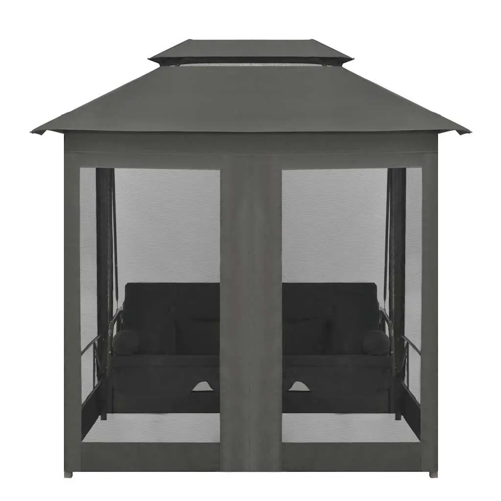 Convertible Swing Bench Canopy Outdoor Bed Anthracite Steel 220 x 160 x 240 cm