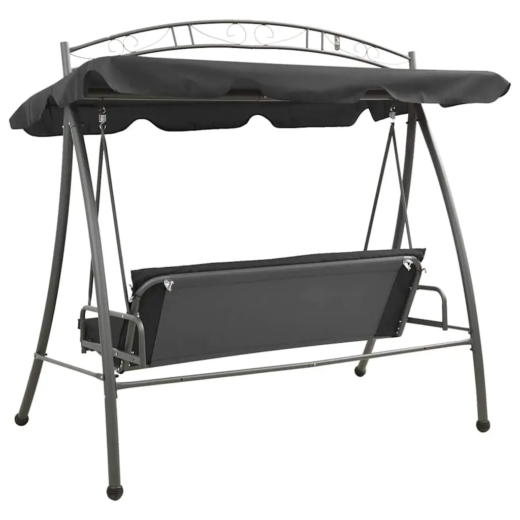 Outdoor Swing Bench Canopy Convertible 198x120x205cm Anthracite Steel