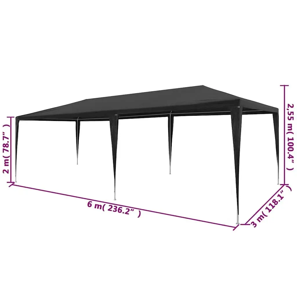 Outdoor Canopy Party Tent 3x6m Anthracite Garden Shelter Steel Frame UV Water Resistant