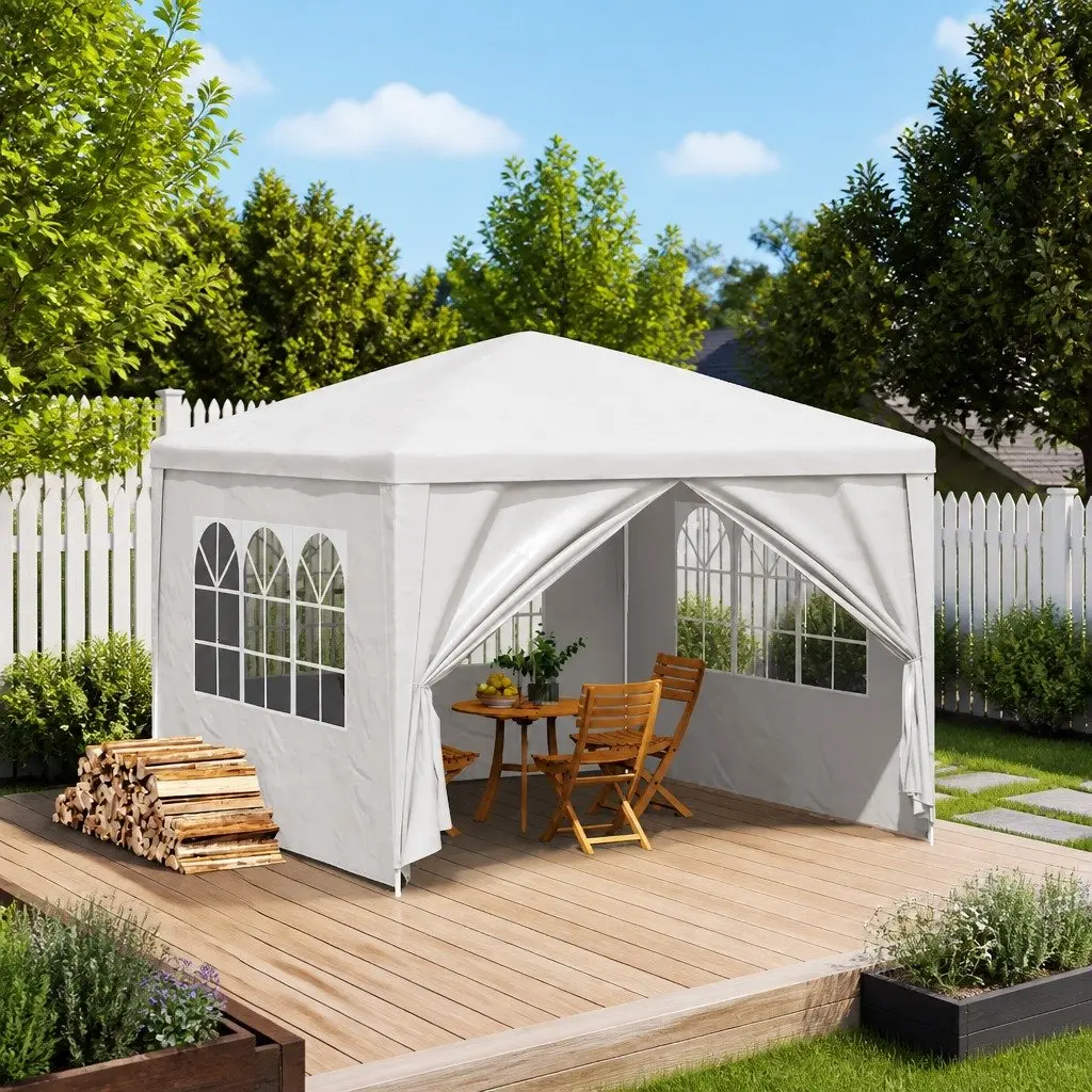 Party Tent Outdoor Canopy 3x3 m White Garden Gazebo Shelter