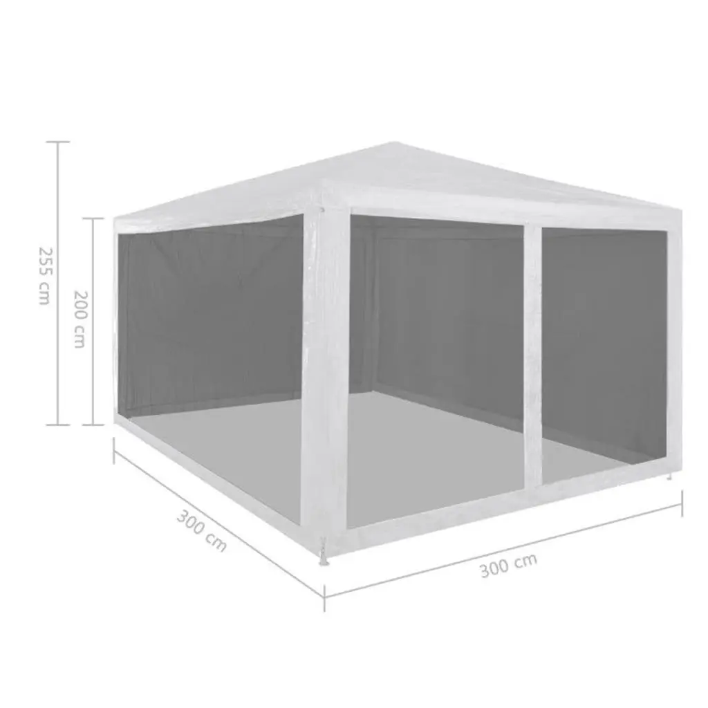 Party Tent Outdoor Canopy 3x3m White with Mesh Sidewalls