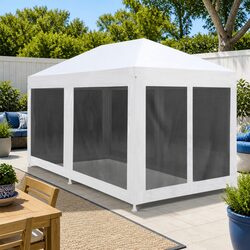 Party Tent 6x3 m White Mesh Sidewalls Outdoor Canopy Garden Gazebo Shelter