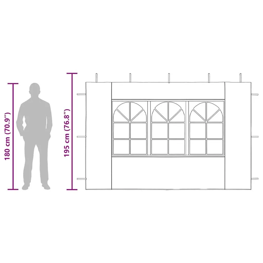Marquee Tent Sidewall Weather-Resistant 300cm x 300cm Anthracite 2 Piece