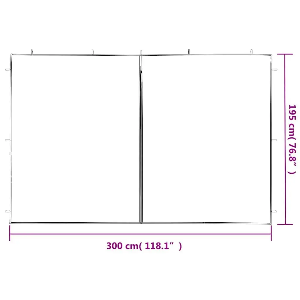 Outdoor Canopy Sidewall Panels Anthracite PE 2 Piece with Center Zipper for Garden Tent
