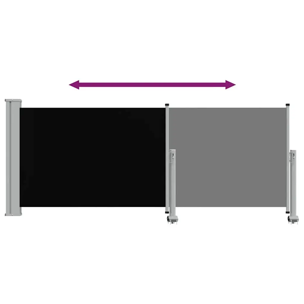 Retractable Side Awning Outdoor Privacy Screen 100 x 300 cm Black