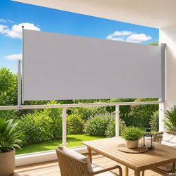 Reliable Grey Retractable Side Awning for Outdoor Use, 140 x 300 cm