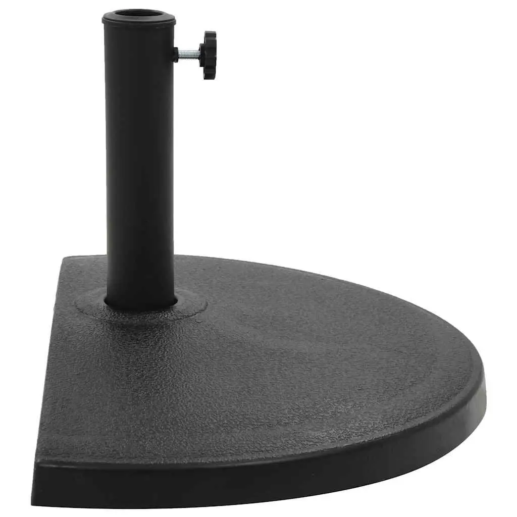 Half Round Parasol Base Outdoor Umbrella Stand Weather Resistant Polyresin Black
