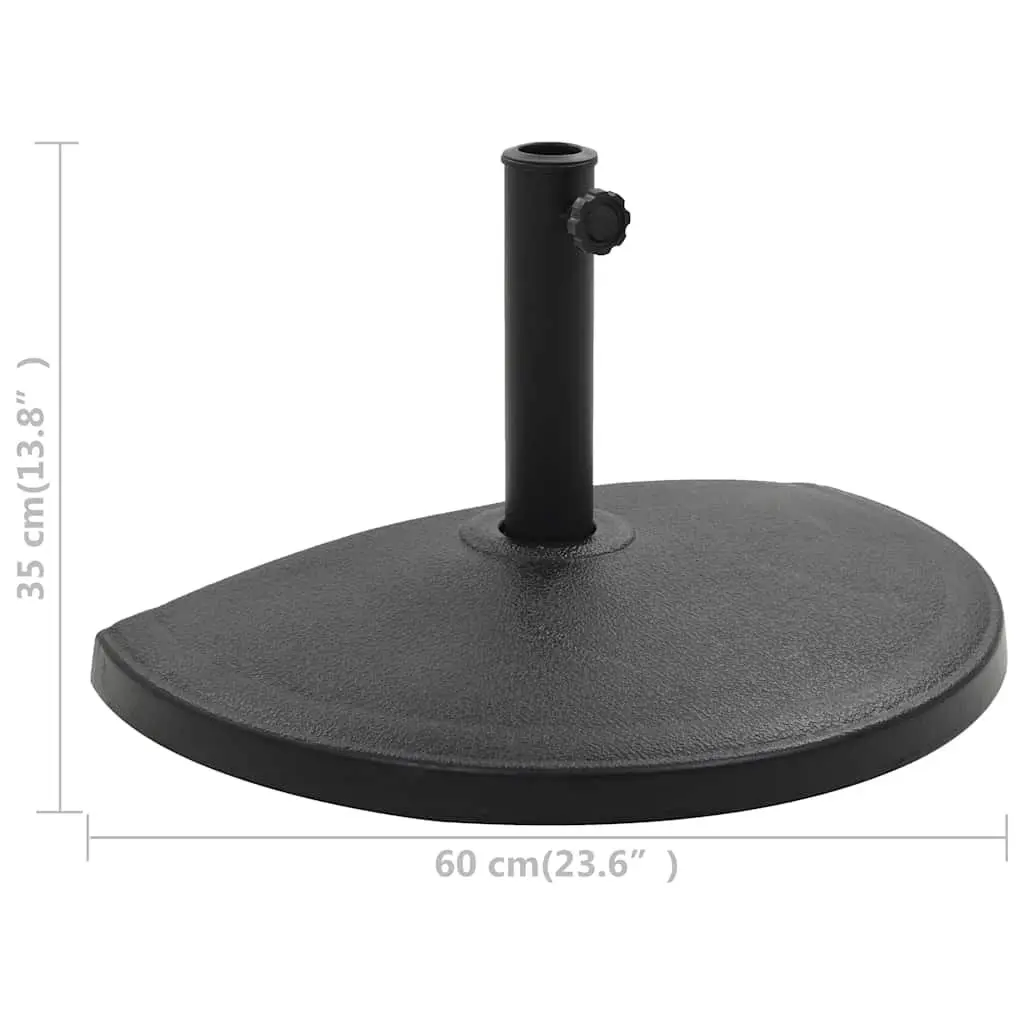 Half Round Parasol Base Outdoor Umbrella Stand Weather Resistant Polyresin Black