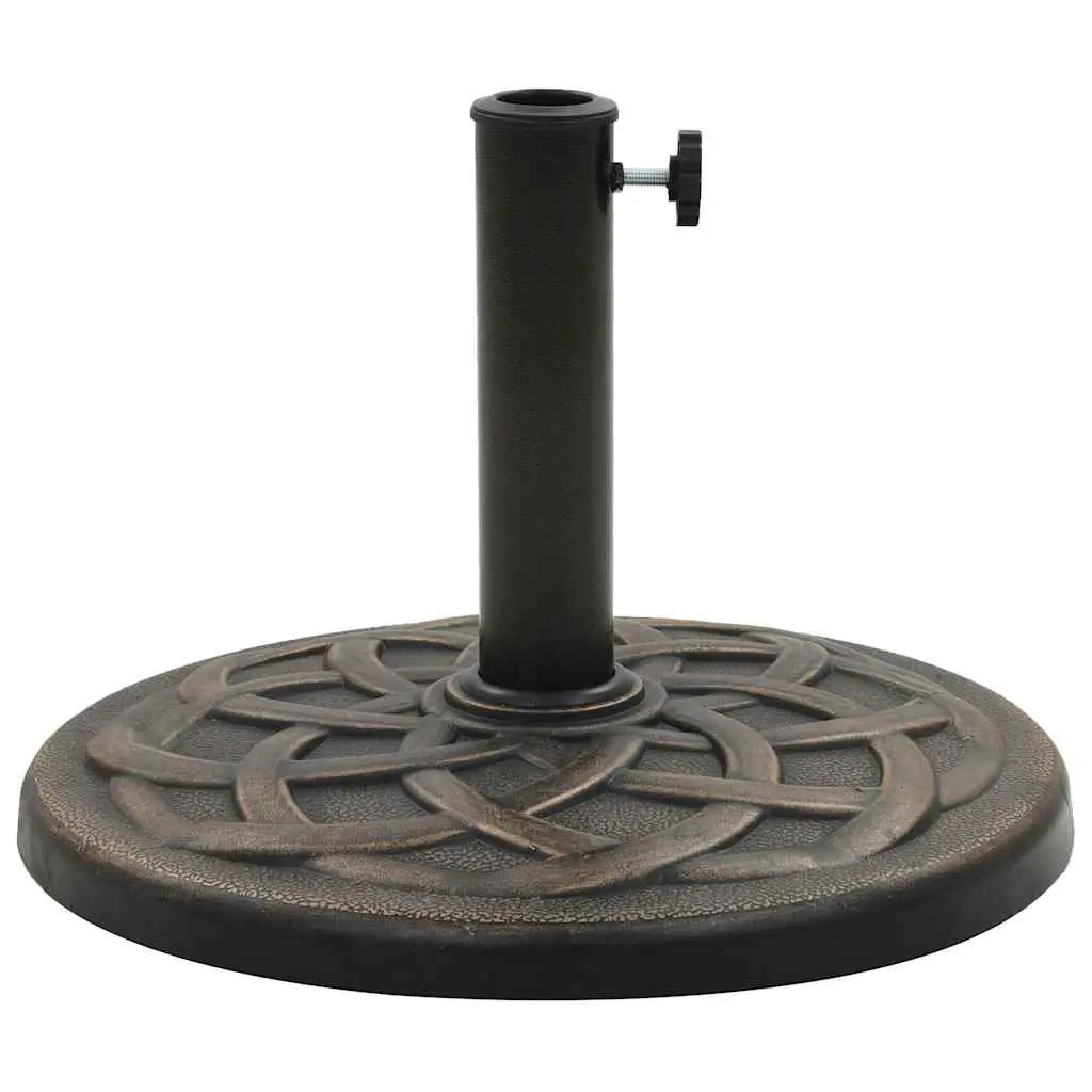 Parasol Base Outdoor Umbrella Stand Round Polyresin Decorative Garden Brown