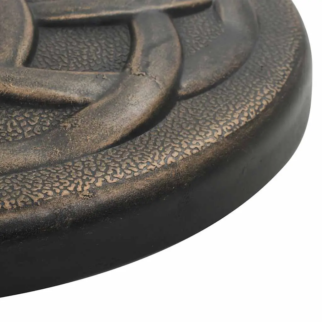 Parasol Base Outdoor Umbrella Stand Round Polyresin Decorative Garden Brown