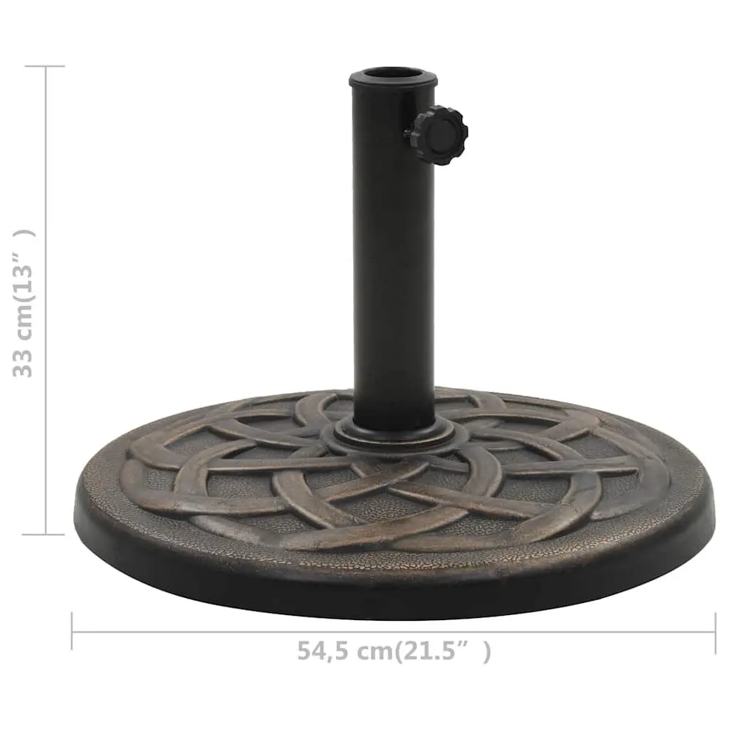 Parasol Base Outdoor Umbrella Stand Round Polyresin Decorative Garden Brown