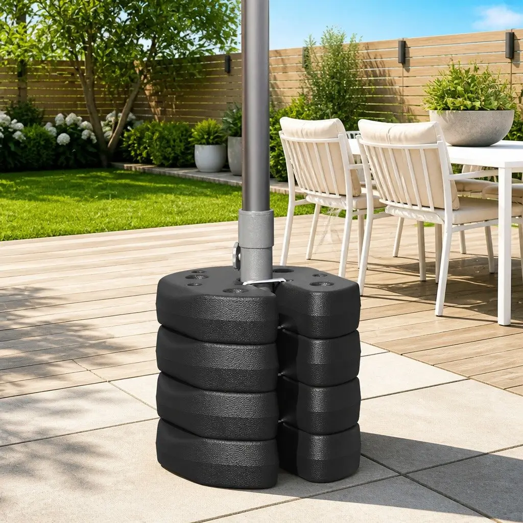 Concrete Weight Plates Gazebo Stabiliser 220mm Diameter Black 4 Piece