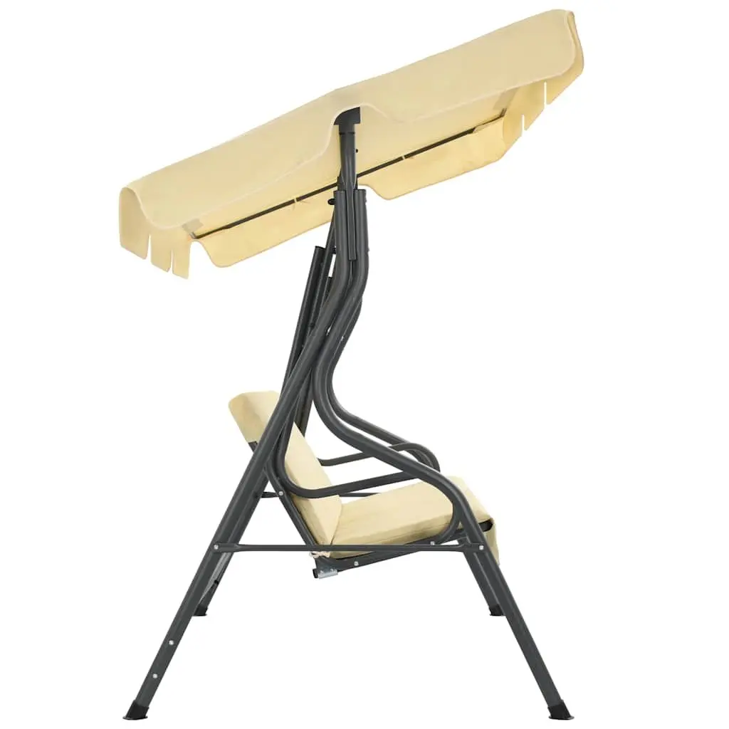 Garden Swing Bench Outdoor Patio Recliner Canopy Shade White
