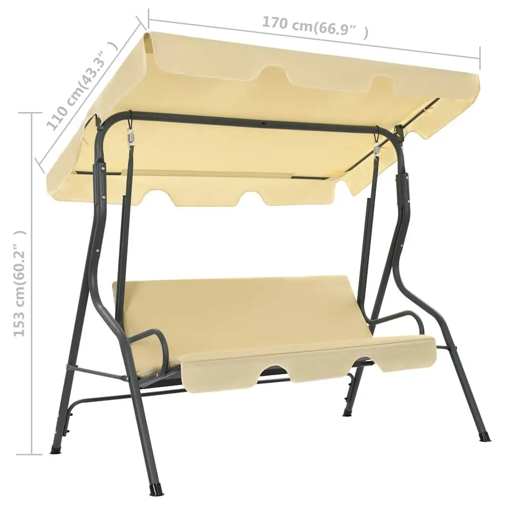Garden Swing Bench Outdoor Patio Recliner Canopy Shade White