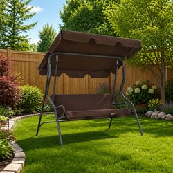 Reliable Garden Swing Bench with a Protective Canopy