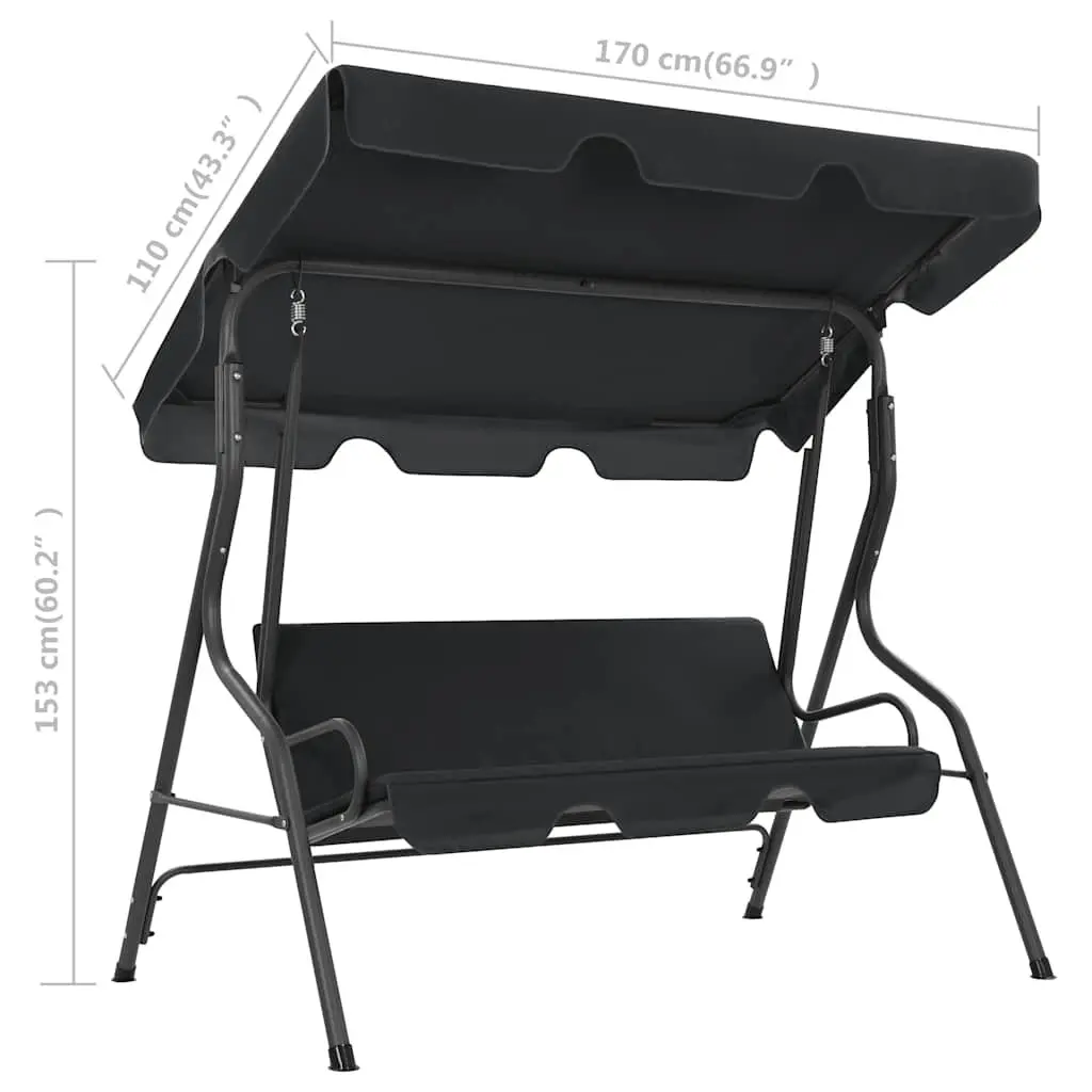 Garden Swing Bench Outdoor Patio Chair Canopy Shade Anthracite 170 x 110 x 153 cm