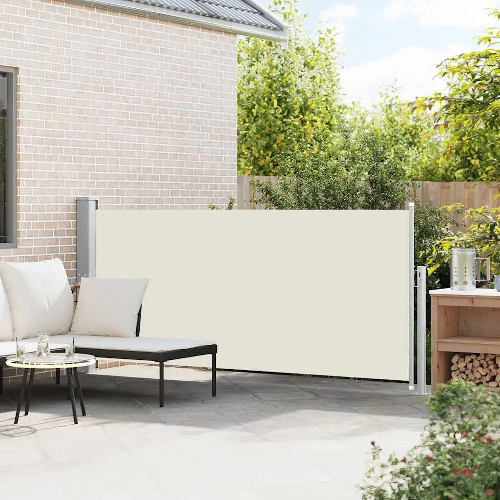 Retractable Side Awning Privacy Screen 140 x 300 cm Cream Outdoor Garden Patio Balcony