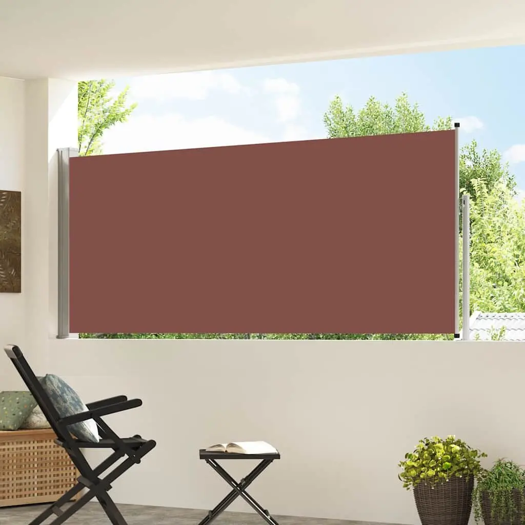 Outdoor Privacy Screen Retractable Awning Brown 117cm x 314cm Garden Patio Balcony