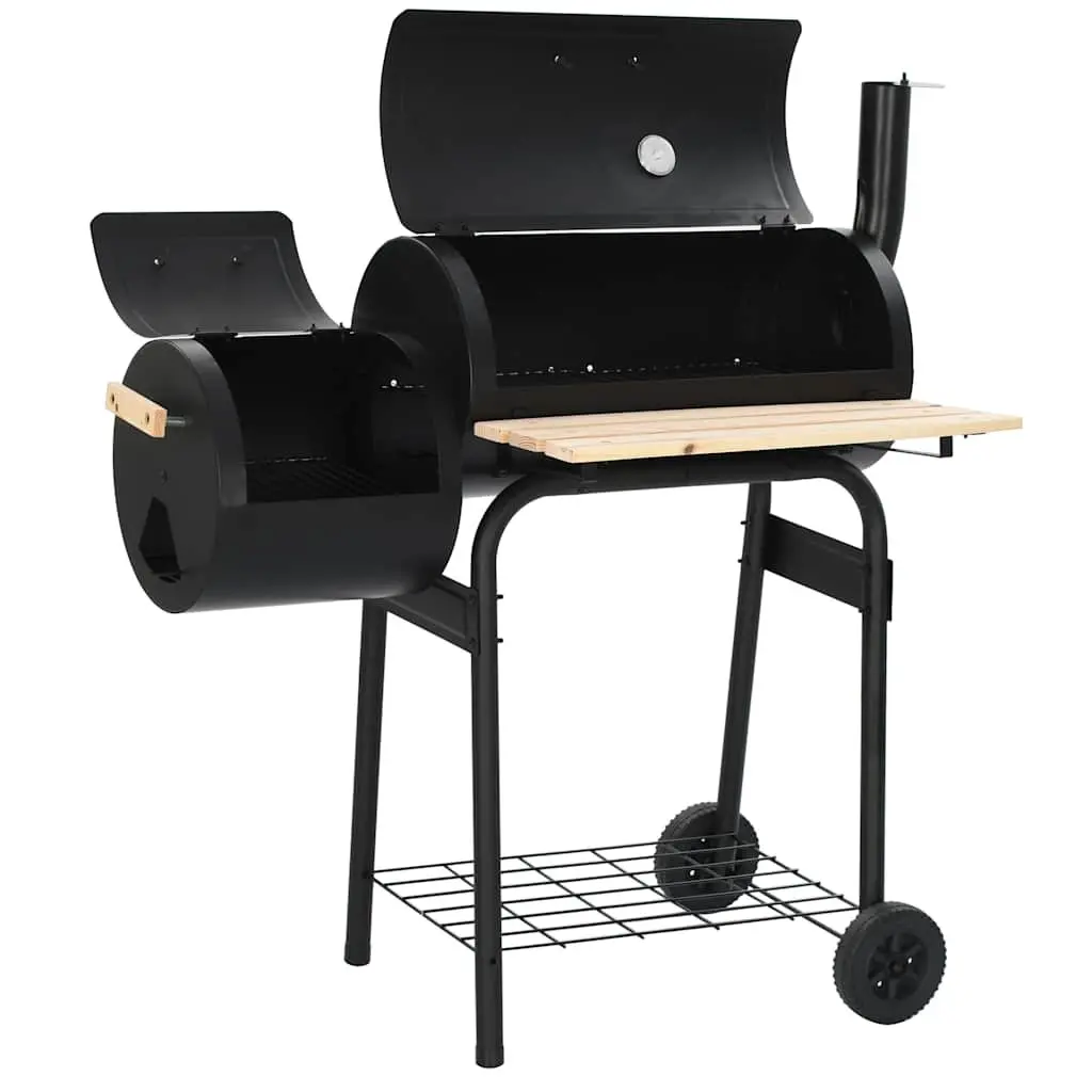 Offset Smoker Grill Cooking Chamber Firebox Outdoor Black