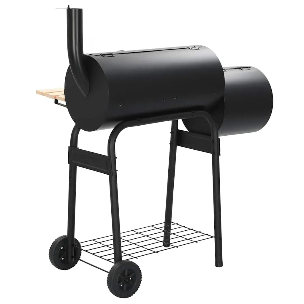 Offset Smoker Grill Cooking Chamber Firebox Outdoor Black