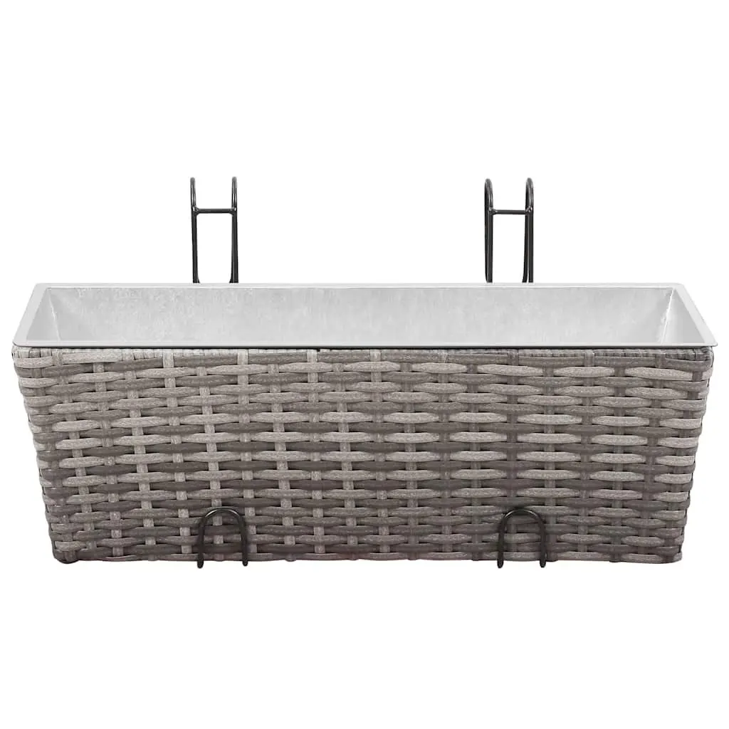 Railing Planters for Balcony Gardening 50cm Grey 2 Piece