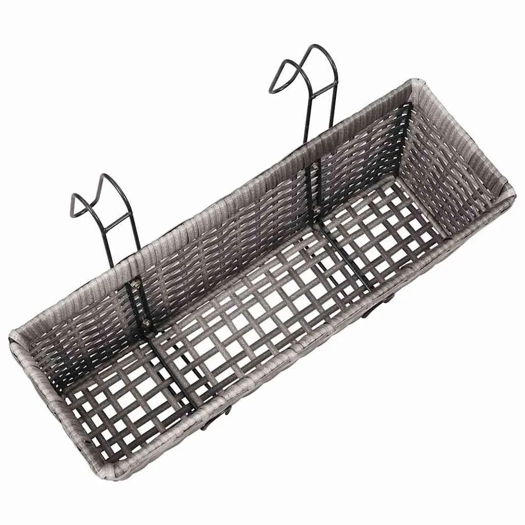Railing Planters for Balcony Gardening 50cm Grey 2 Piece
