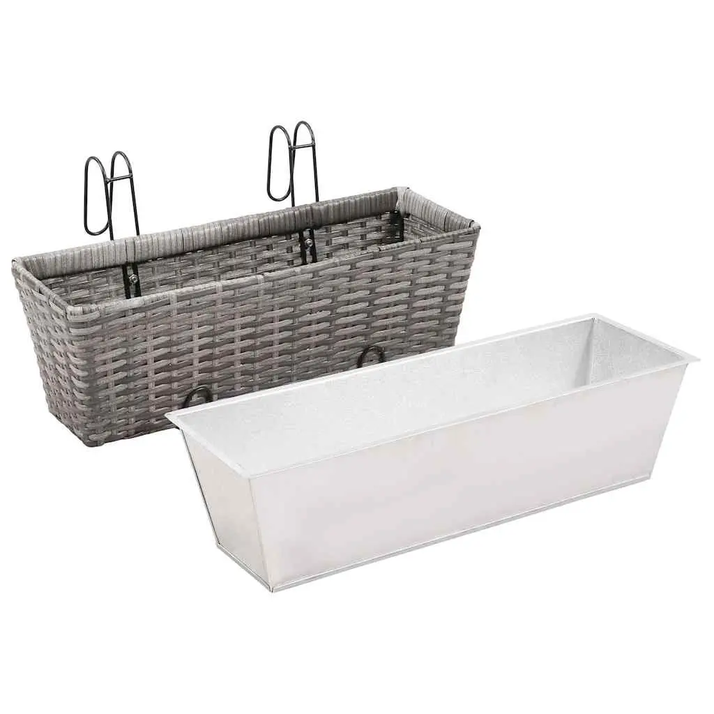 Railing Planters for Balcony Gardening 50cm Grey 2 Piece
