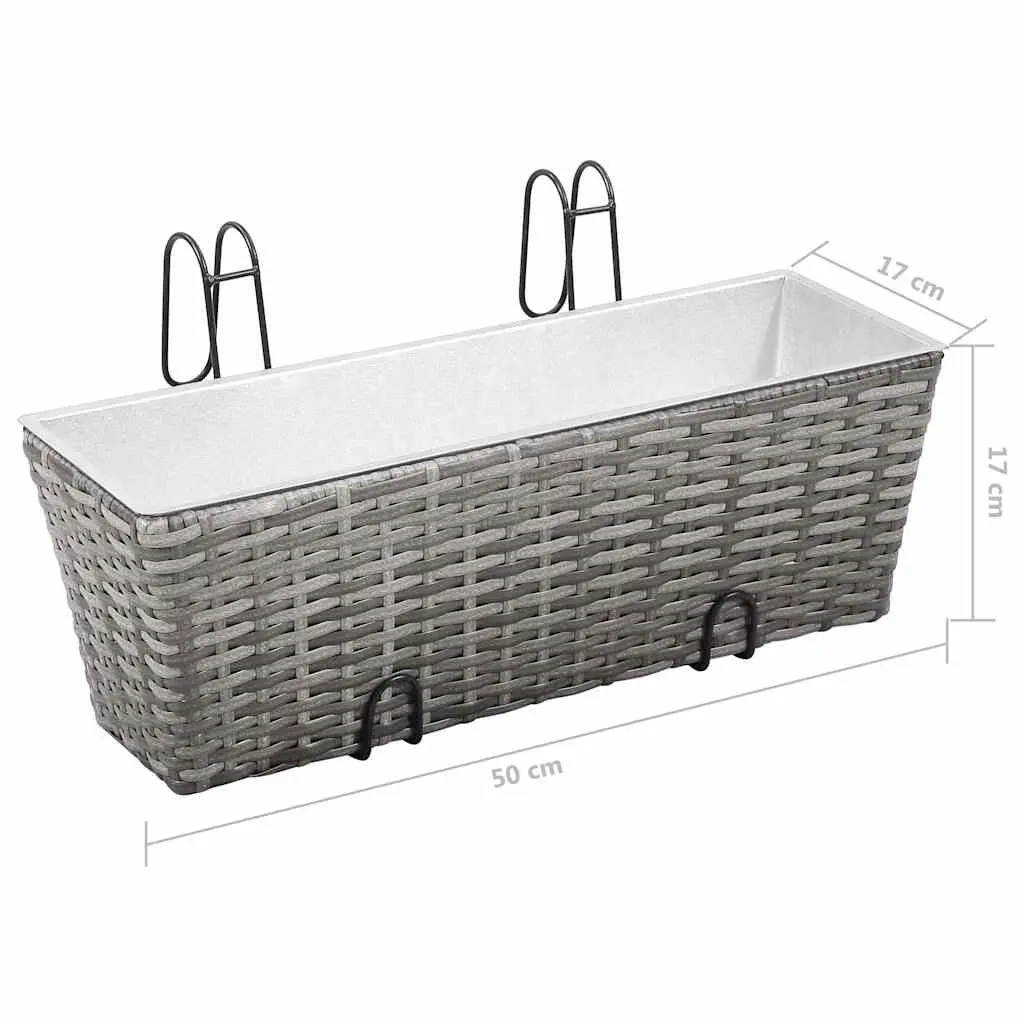 Railing Planters for Balcony Gardening 50cm Grey 2 Piece