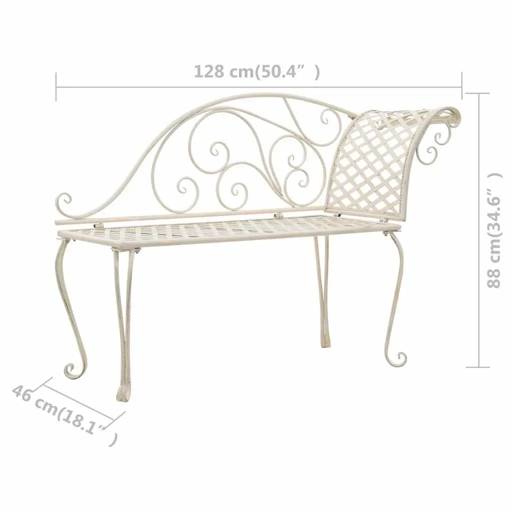 Garden Chaise Lounge Outdoor Lounger 128cm Metal Frame White