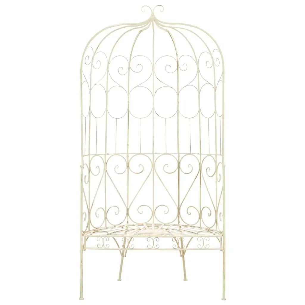 Outdoor Garden Bench Antique Style Wrought Iron 95cm White Patio Seating
