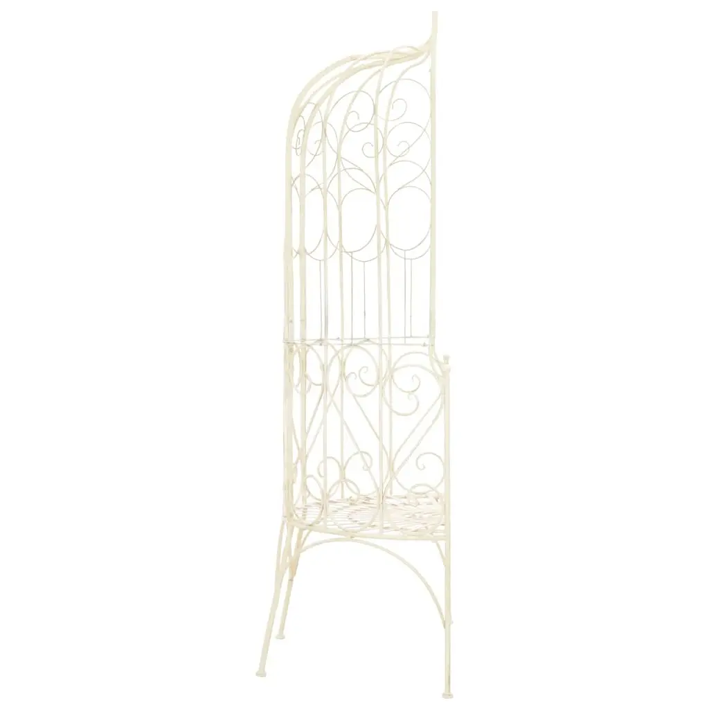 Outdoor Garden Bench Antique Style Wrought Iron 95cm White Patio Seating