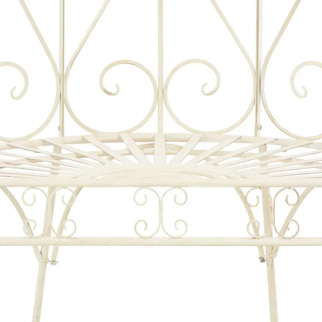 Outdoor Garden Bench Antique Style Wrought Iron 95cm White Patio Seating