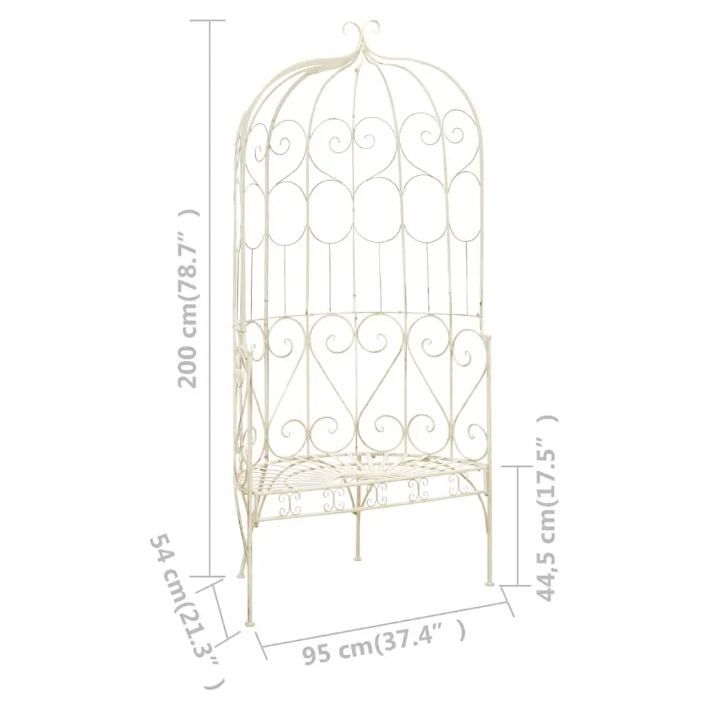 Outdoor Garden Bench Antique Style Wrought Iron 95cm White Patio Seating