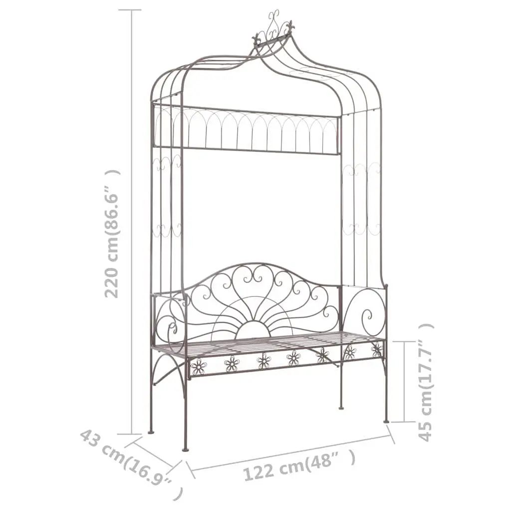 Garden Bench Outdoor Seating 122cm Antique Brown Wrought Iron