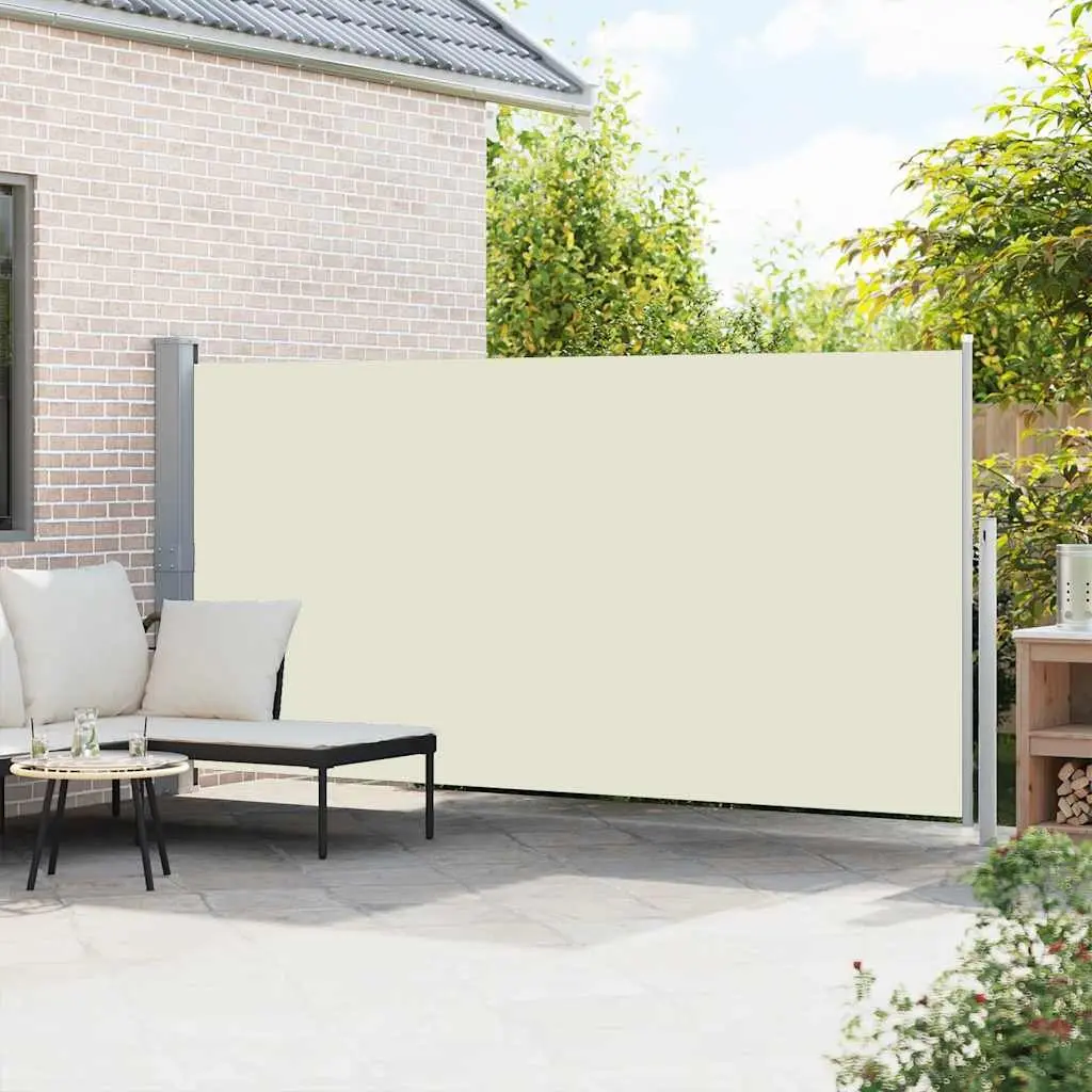 Retractable Side Awning Shade 160 x 500 cm Cream Outdoor Garden Patio Privacy Screen