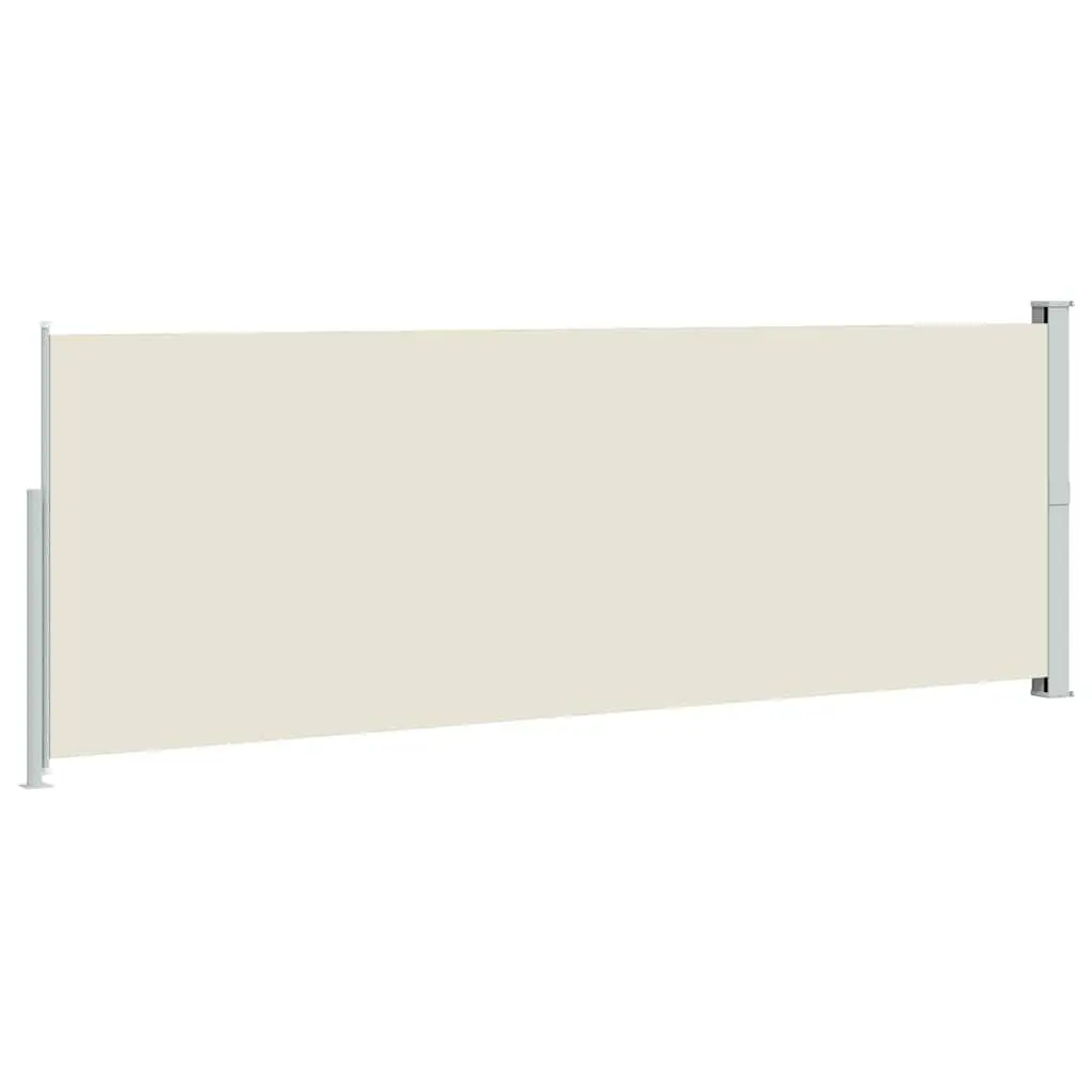 Retractable Side Awning Shade 160 x 500 cm Cream Outdoor Garden Patio Privacy Screen