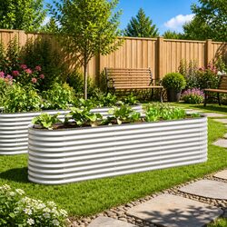 Reliable Outdoor Raised Bed 320x80x81cm in Galvanised Steel