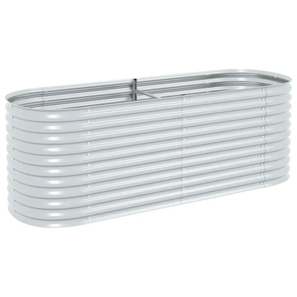 Outdoor Planter Silver Galvanised Steel Raised Bed 240cm x 80cm x 81cm Garden Box