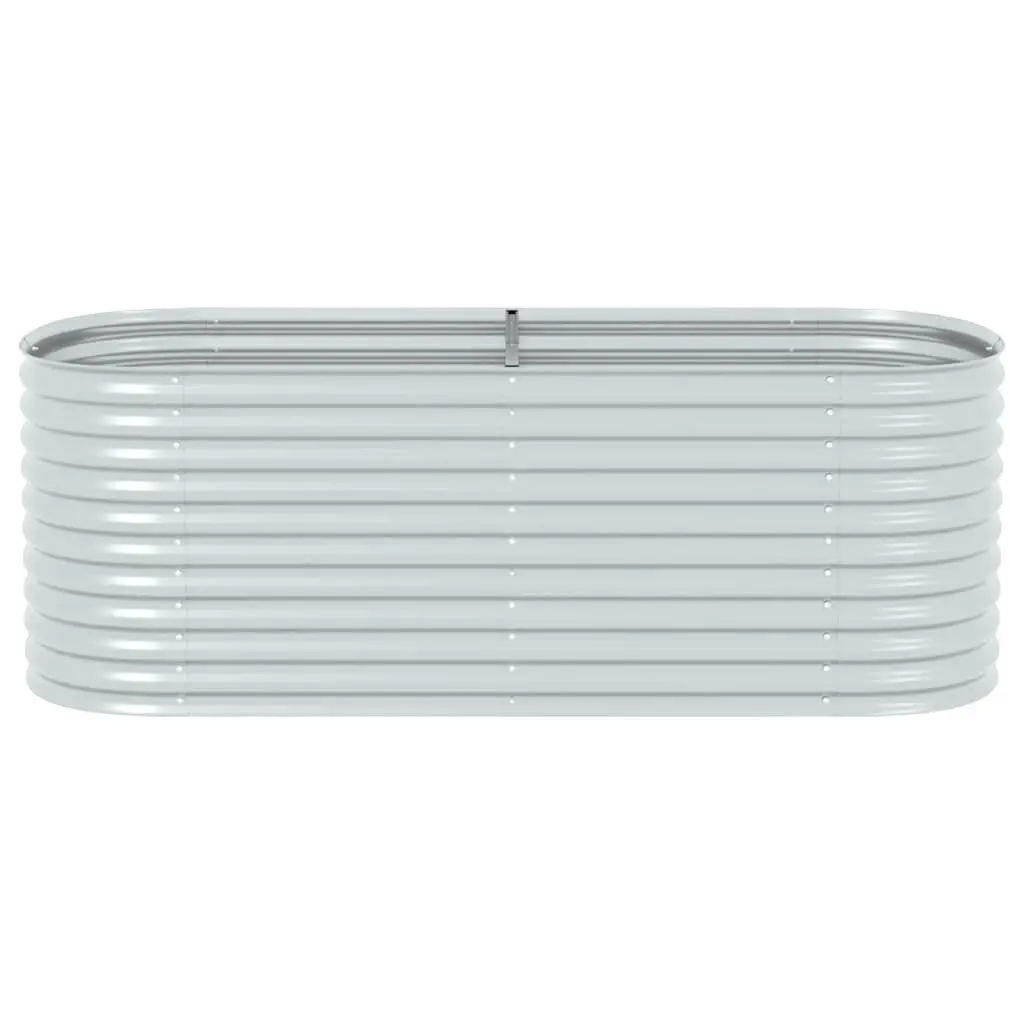 Outdoor Planter Silver Galvanised Steel Raised Bed 240cm x 80cm x 81cm Garden Box