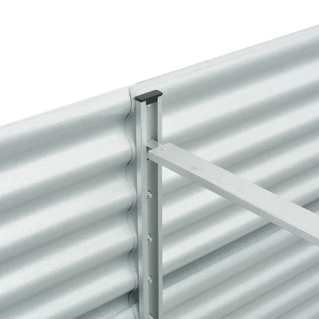 Outdoor Planter Silver Galvanised Steel Raised Bed 240cm x 80cm x 81cm Garden Box