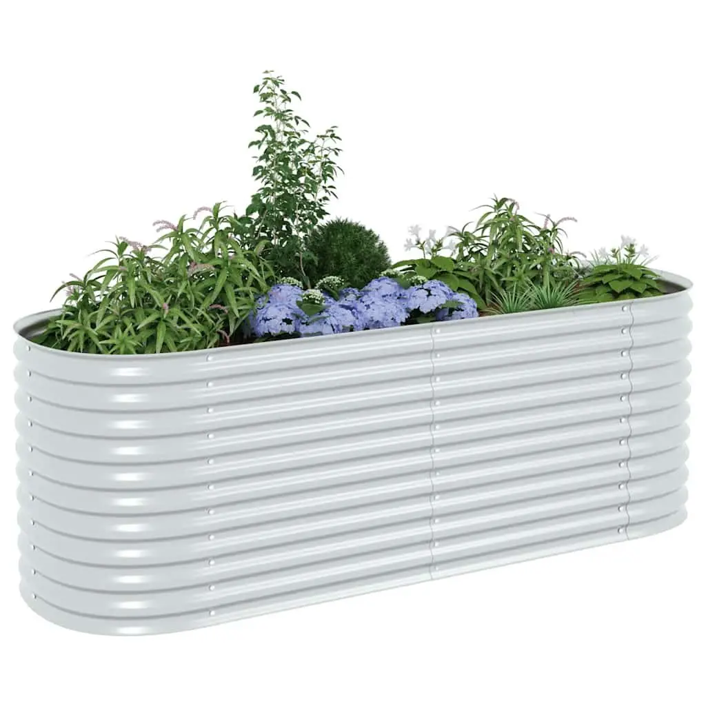 Outdoor Planter Silver Galvanised Steel Raised Bed 240cm x 80cm x 81cm Garden Box