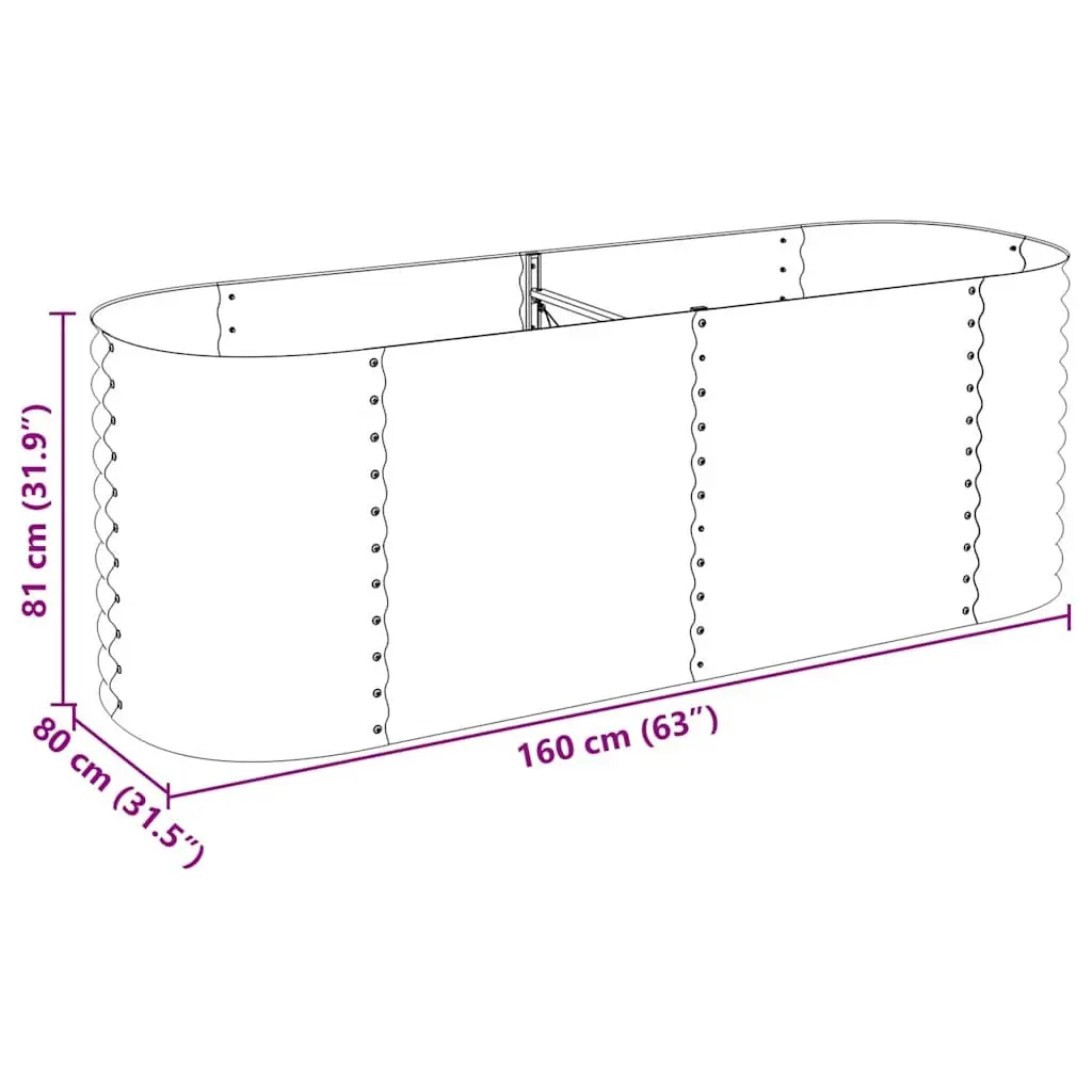 Outdoor Planter Silver Galvanised Steel Raised Bed 240cm x 80cm x 81cm Garden Box