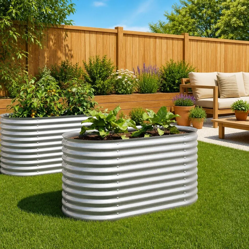 Raised Garden Bed Galvanised Steel Outdoor Planter Box 160x80x81 cm Silver